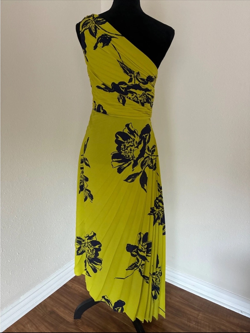 Nicole Miller Womens 6 Flower Pattern Pleated One Shoulder Party Cocktail Dress - Picture 5 of 16